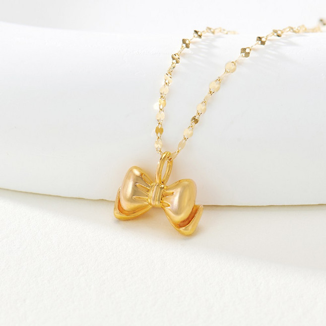 에바주얼리 통통 리본 금 목걸이 선물 여성 18k 목걸이 생일선물