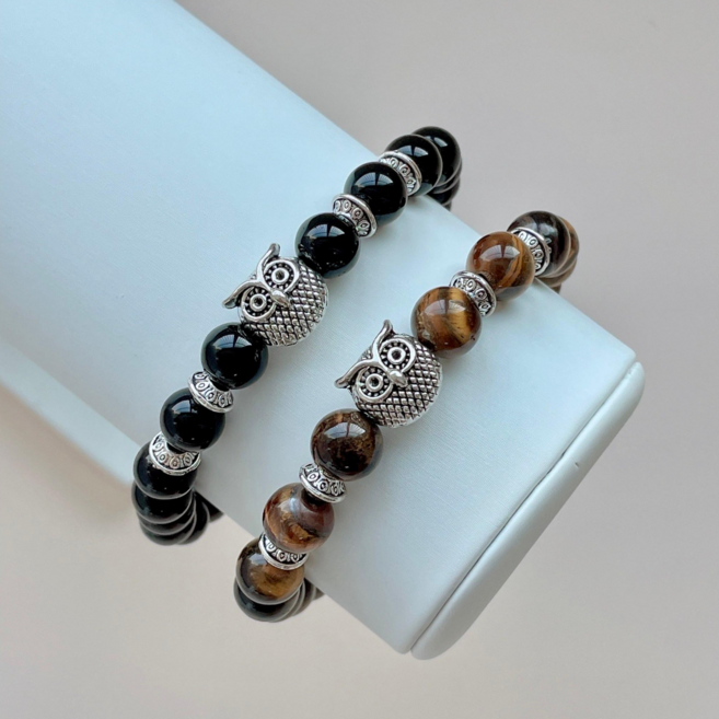 재물 건강 액막이 부엉이 원석 팔찌 남녀공용 팔찌