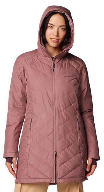 Columbia Womens Heavenly Long Hooded Puffer Jacket River Blue Small 165429