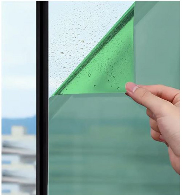 홈웰 무점착 창문용 원웨이 열차단 빛반사 시트지, 3.그린실버