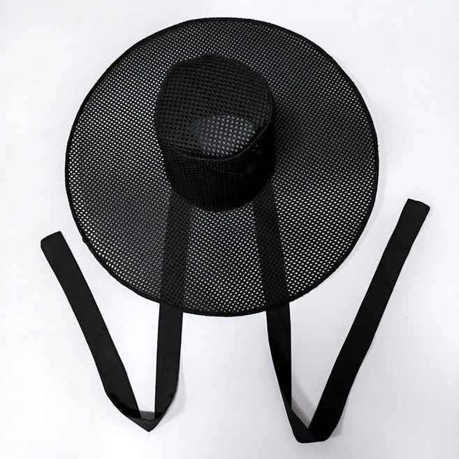 양반 갓 저승사자 전통 한복 스타일 모자 소 망사 블랙 무대용, 1개, 블랙 성인용 일반 사이즈