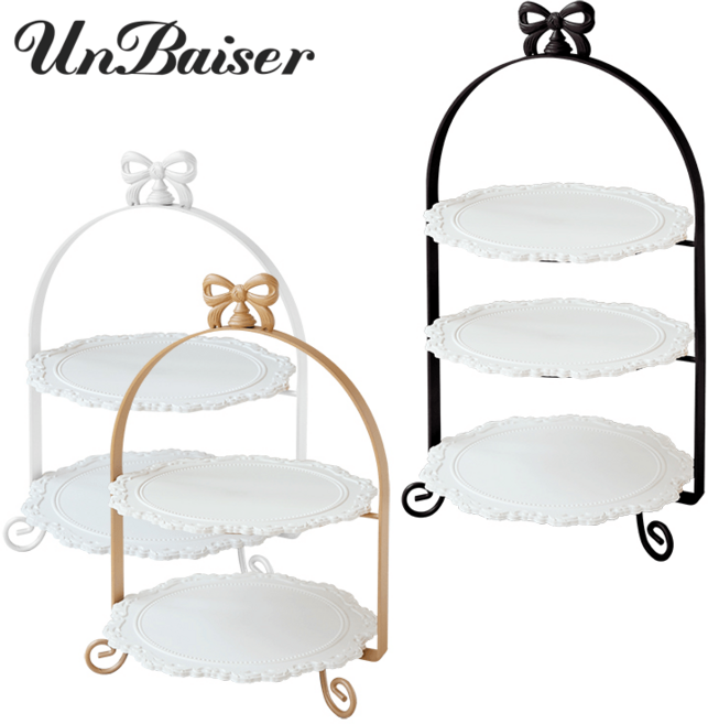 UNBAISER 다층 케이크 선반 철제 트레이 디저트 접시 2단 3단 1130NJ514, 옵션07, 1개