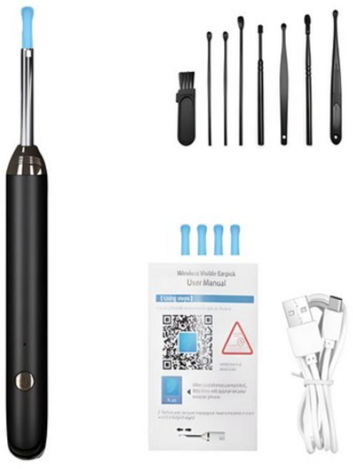 FONOW 내시경 귀이개 무선 LED 조명 1500W 고화질 스마트 카메라 귀이개, 1개, 1개입