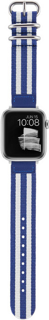 타임플릭 스트라이프 슬림 나일론 스트랩 애플워치 갤럭시 워치 호환 밴드, 코발트 블루