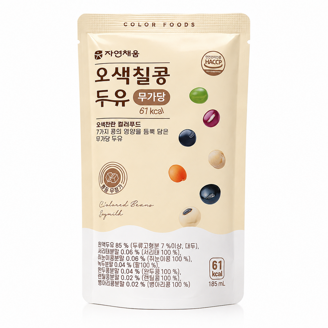자연채움 오색칠콩두유 무가당, 185ml, 40개