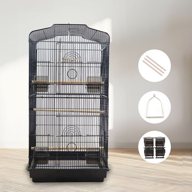 온유펫 앵무새 새장 대형 2단새장, 1개, 블랙, 블랙