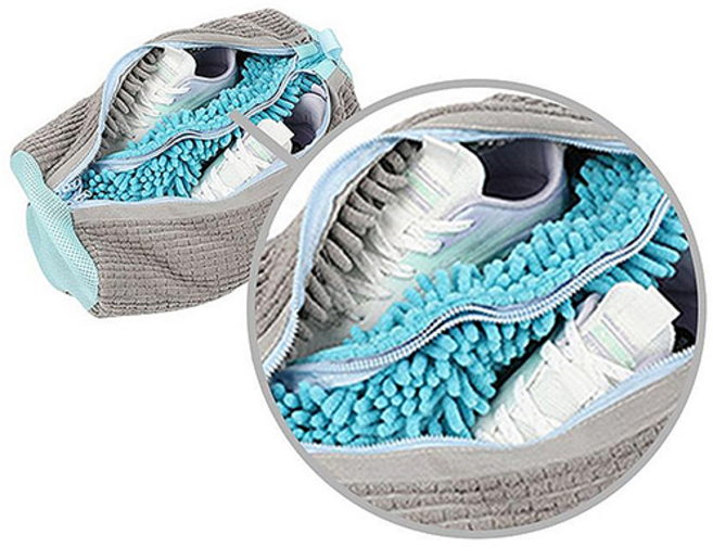 솔로핏 극세사 더블지퍼 분리형 운동화 세탁망 이염방지 손상방지 신발 빨래망, 1개, 그레이