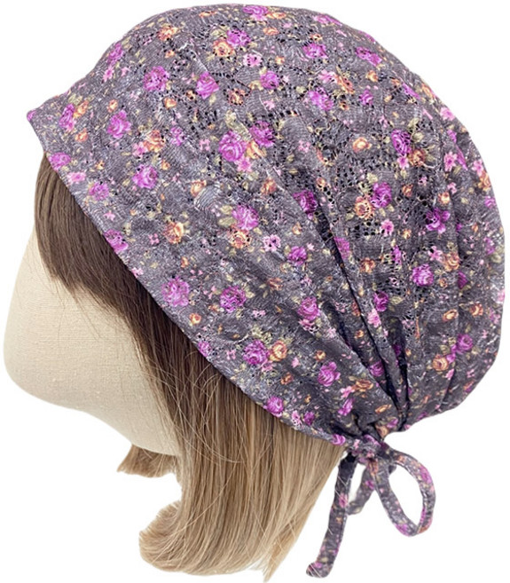 엄마짱 MDS_8513_버블레이스 미니로즈 끈두건 / 봄여름여성두건 요가두건 플라워패턴비니 꽃무늬셔링비니 중년여성 봄여름두건 위생두건 여성탈모 엄마선물모자 생활복 헤어두건 요양원