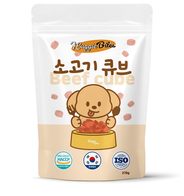 허기바이츠 강아지 노즈워크 큐브 간식, 270g, 1개, 소고기