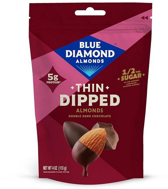 Blue Diamond Almonds 다크 초콜릿 커버 얇은 딥 스낵 너트 개별 팩 설탕 반으로 죄책감 없는 간식을 위한 개별 팩 모임에 적합 10팩 59.1ml(2온