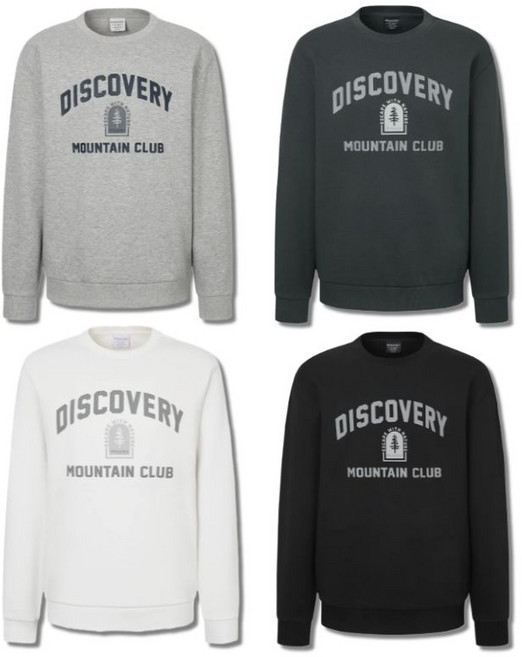 백화점정품 디스커버리 남녀공용 맨투맨 긴팔 티셔츠 로고 그래픽 긴소매 데일리