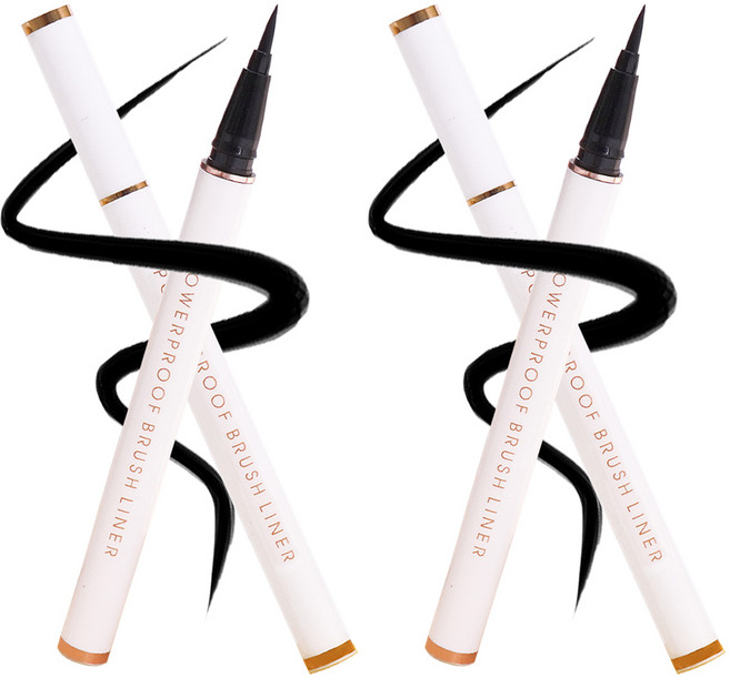 카라캣 파워프루프 브러쉬 워터프루프 아이라이너 붓펜, 2개, 블랙+브라운