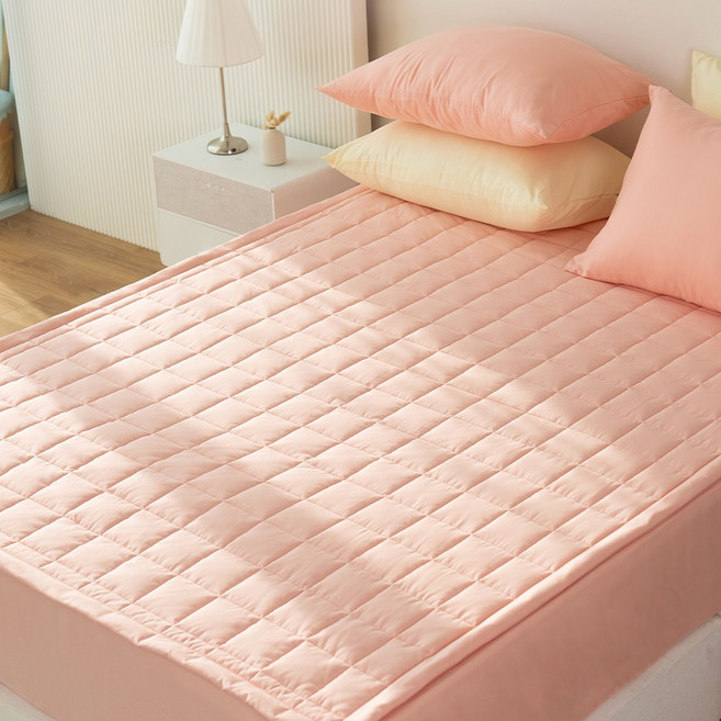 코팅블루 먼지없는 알러지케어 고정밴드 누빔 침대패드, 06.피치핑크