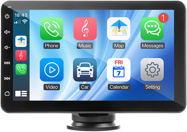 HIPPCRON 7인치 차량용 모니터 무선 CarPlay Android Auto 거치형 내비게이션 후방카메라 지원, 세트 1, 2GB