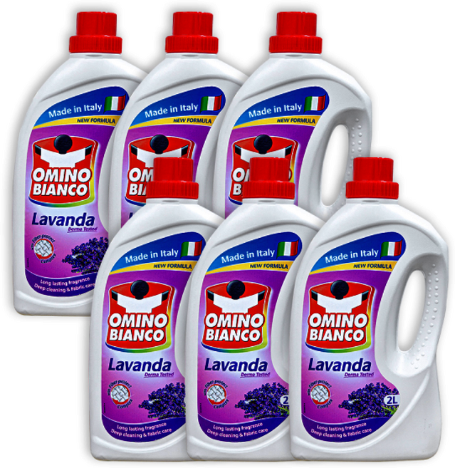 일반 드럼세탁기 겸용 농축 액체세제 오미노비앙코 라벤더 세탁세제 2L X 6개입, 6개