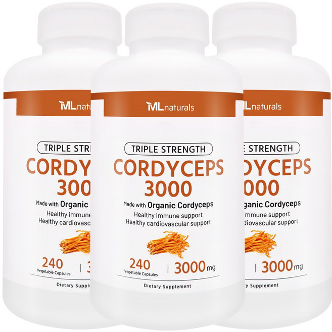 [미국빠른직구] 신제품 마이라이프 내추럴스 동충하초 3000mg, 3개, 240정