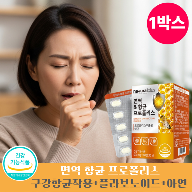 준홈 프로폴리스 면역 향균 프로폴리스 아연, 60회분, 1박스