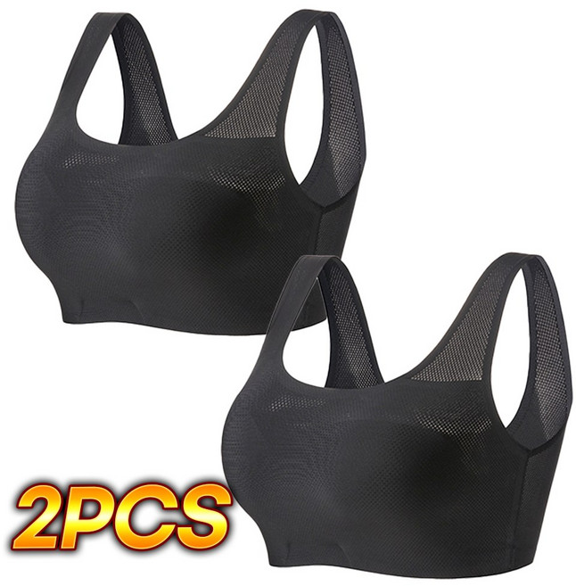 한미 심리스 매쉬 인견 노와이어 스포츠브라 2P