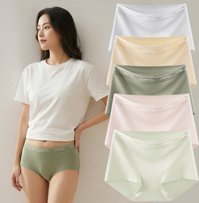 세리아 여성 데일리 순면 노라인 고탄력 항균 팬티 5종세트