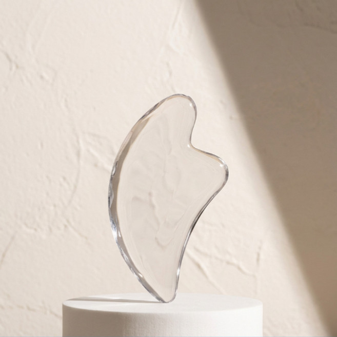 리브노드 하트 유리 괄사 마사지기 얼굴 페이스 붓기 라인 관리 크리스탈, 투명색, 1개