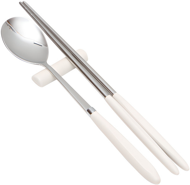 윌리브 304스텐 아모스 파스텔 수저 세트, 아이보리, 숟가락 + 젓가락, 1세트