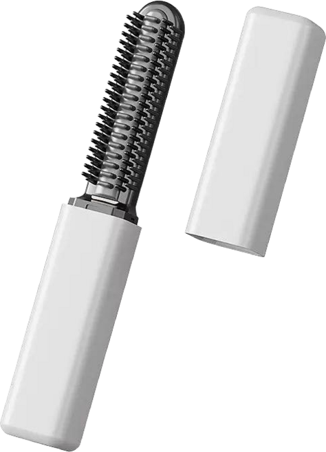 日本劉海梳迷你直髮梳無線充電便攜捲髮棒隨身造型電熱梳不傷發, 1個, 珍珠白-小金條:1個