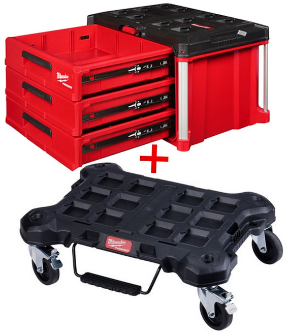Milwaukee PACKOUT 雙抽屜工具箱, 1個, 48-22-8443＋8410