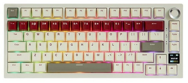 MechLands Ajazz AK820 Pro 75% 무선 게이밍 키보드 TFT 디스플레이 스크린 및 손잡이 개스킷 기계식 크리미 키보드 BT5.0/2.4GHz/USB-C, Gift Switch