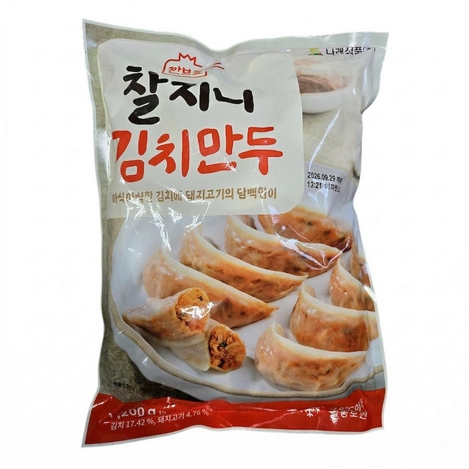 나래식품 찰지니 김치만두 1.2kg 1개