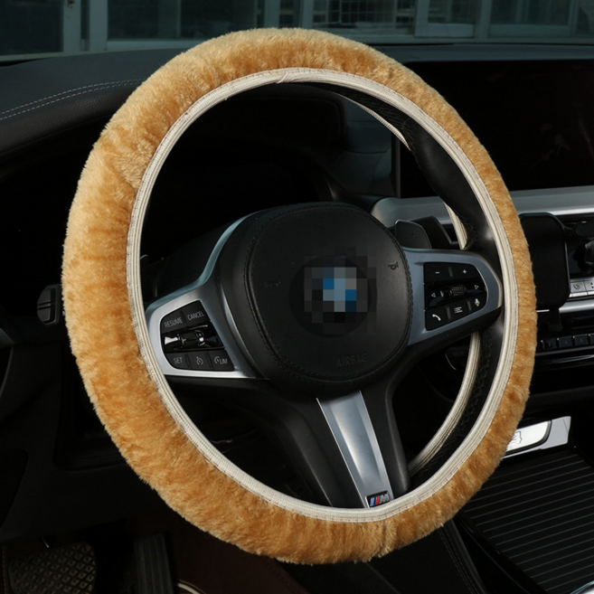 멜로망고 겨울 차량 핸들커버, 베이지