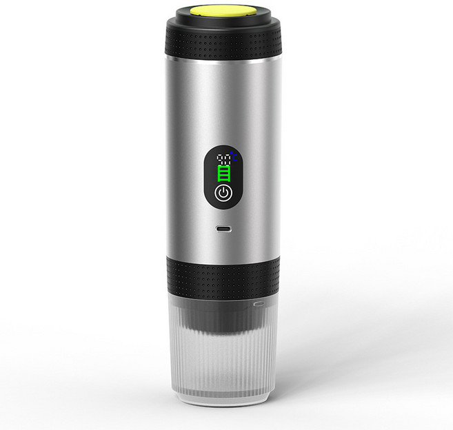 便攜式泵壓式膠囊數顯咖啡機意式濃縮電動小型無線加熱咖啡機, 1個, 銀色:彩盒尺寸：90*90*277mm