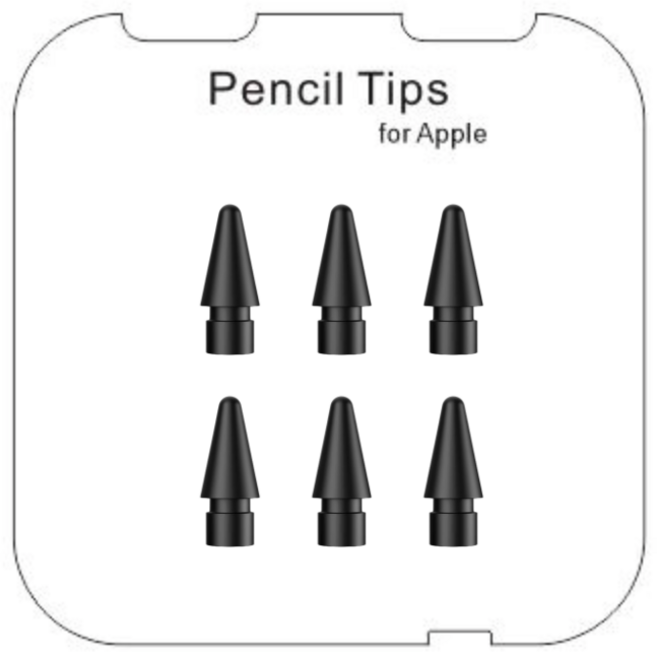 NUBASE 애플펜슬 펜촉 반영구 메탈펜촉 애플펜슬 프로 1세대 2세대 호환 펜촉 9가지, 1세트, 06. HB x 6 (블랙)