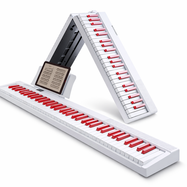 무빙피아노 휴대용 88건반 접이식 피아노 전자 디지털 피아노건반 혼합색상 키보드, 화이트핑크, 88건반 블루투스