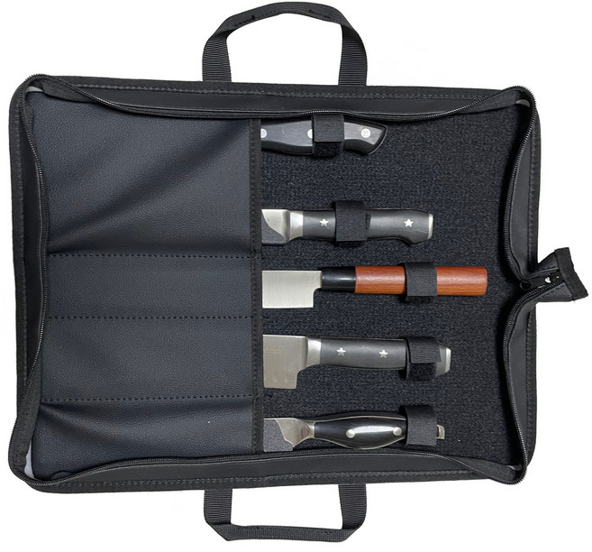 휴대용 천 칼가방, 1-2) 가죽 칼가방 5PCS 4홈, 1개