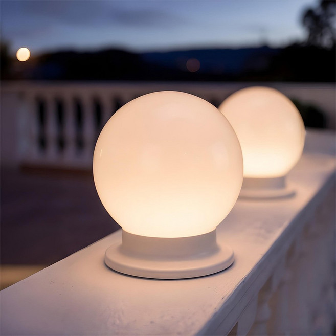 LED 전기 문주등 야외 조명 계단등 카페 전등 마당 옥외 난간 테라스 펜션 정원등 밀키볼, 화이트