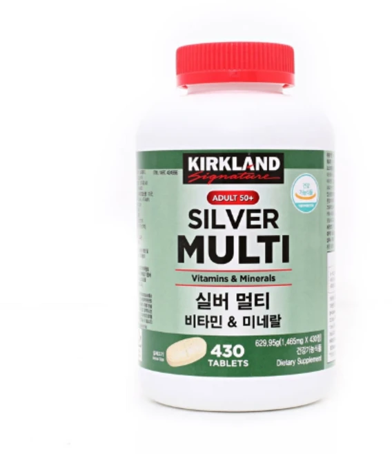 C 커클랜드 실버 멀티비타민 미네랄 1 465mg x 430정 베타카로틴 비타민A 비타민E 비타민C 엽산 비오틴 판토텐산 건강기능식품, 1개 - 쿠팡