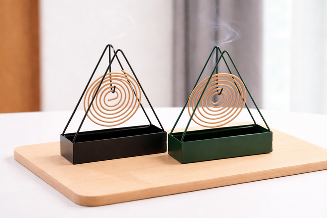 딜리버샵 모기향 거치대 야외 캠핑용 삼각홀더 2개, 그린+블랙