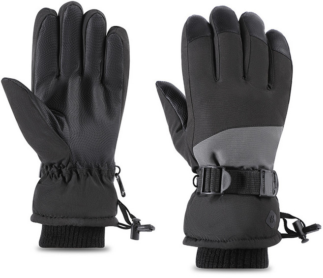 laderive스키장갑 방수 미끄럼 방지 스마트터치 겨울 방한 스키보드장갑, 블랙, 1개