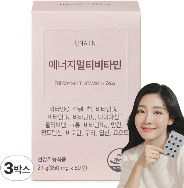휴럼 유나엔 에너지 고함량 올인원 종합비타민 미네랄, 60정, 3개