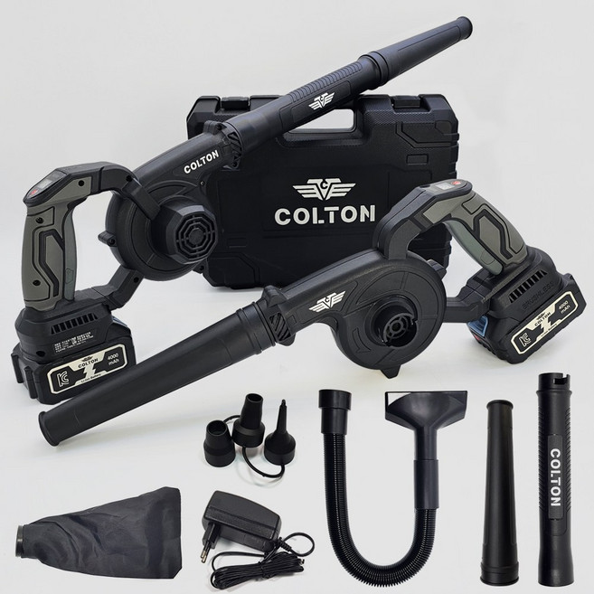 콜튼 강력 무선 송풍기 낙엽 청소기 충전 제설송풍기 5000mAh, 소프트블랙, 1개