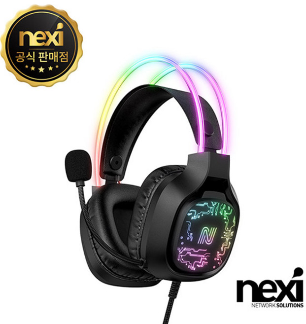 NX1571 가상 7.1채널 RGB 초경량 게이밍 헤드셋 (NX-X22), 단일발송