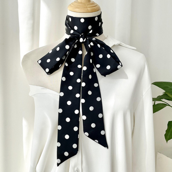 러블리 도트 패턴 여성 패션 가을 슬림 스카프 머플러