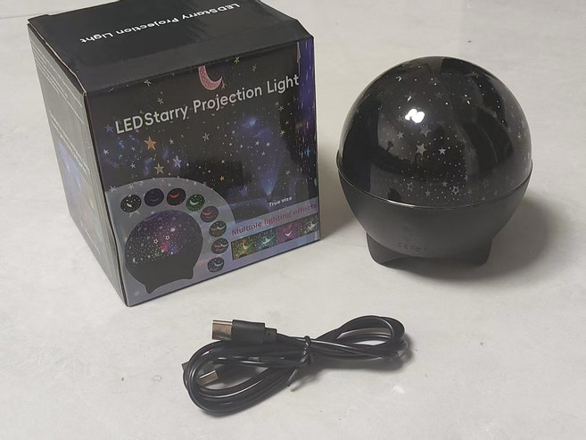 DIU 新款星空燈LED七彩創意投影夢幻兒童臥室月亮星星插電小夜燈, XKL-星星月亮小夜燈:USB/5V/插電款
