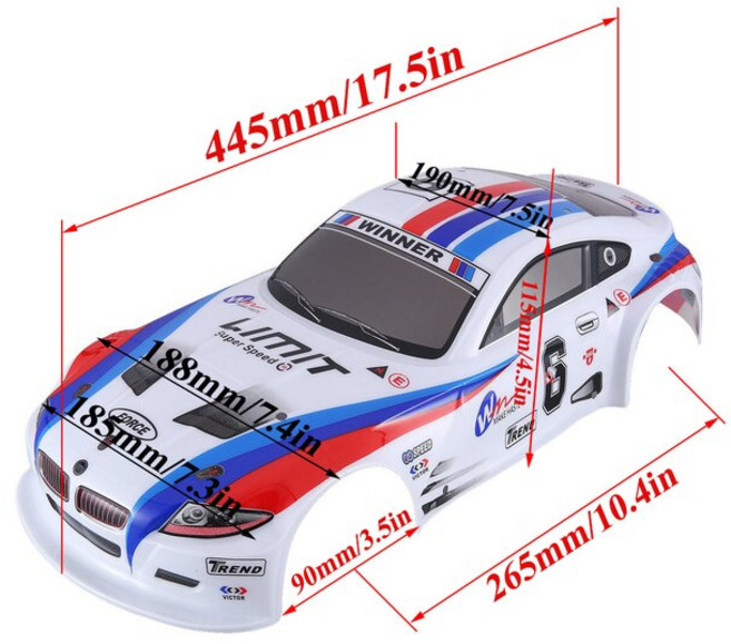 1/10 RC 자동차 쉘 페인트 바디 195/190mm 너비 PVC 커버 110 레이싱 드리프트 투어링 Hsp Yokomo Hpi ZD TAMIYA, [04] D, 1개