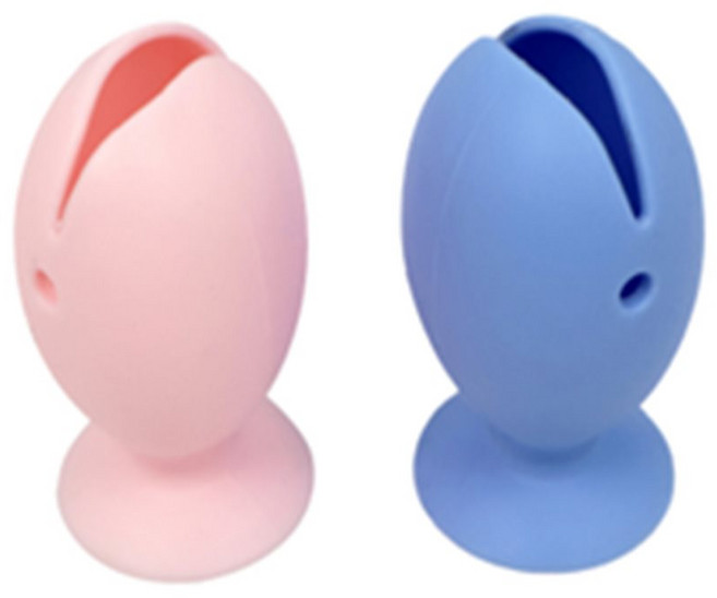 4구 칫솔꽂이 흡착식 양치 칫솔정리함, 블루, 1개