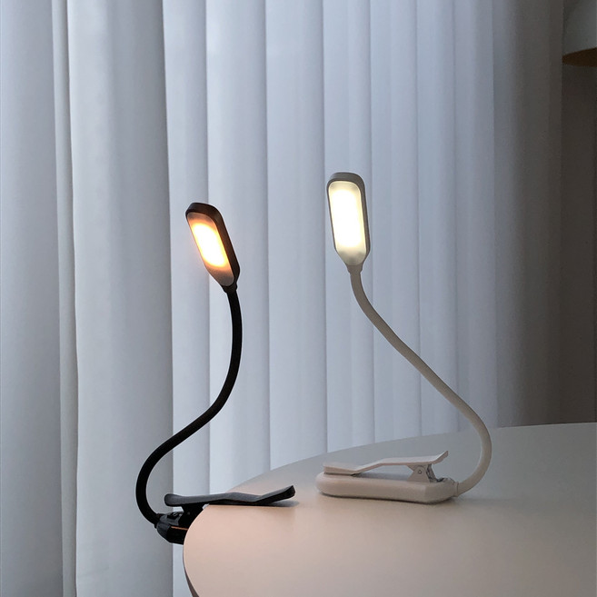 천개샵 집게 조명 스탠드 LED 독서등 미니 북라이트 침대 독서등 무선 충전식 군인선물 공시생선물, WHITE