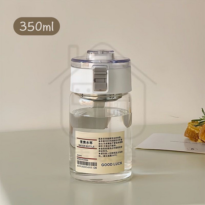 鎖扣防漏 無印風彈蓋水壺 800ml, 1個, 透明, 350ml