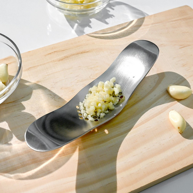 누벨리 마늘 다지기 수동 갈릭 스텐 프레스 으깨기, 1개, SJ 실버