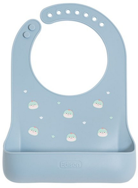 에디슨 프렌즈 베이비 실리콘 턱받이, 블루에디노(공룡), 1개입, 1개