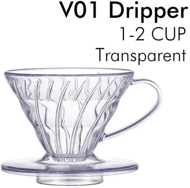커피 드리퍼 플라스틱 필터 컵 V자형 깔때기 스파이럴 핸드 01/02 1-4컵, 03 V01-Transparent